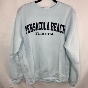 Light Blue Pensacola Beach Florida Sweatshirt Oversized Embroidered Oversized